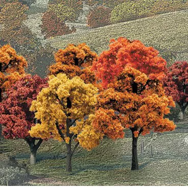 Model railway autumn coloured trees from Woodland scenics Value